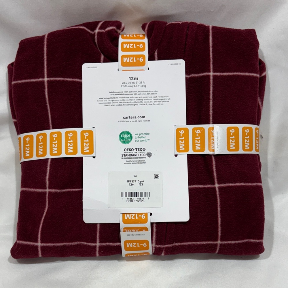 Carter's Maroon Checkered Fleece Sleepwear - Picture 3 of 5